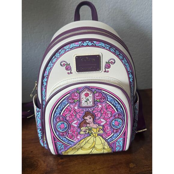 Loungefly Handbags - Loungefly Disney Beauty and the Beast Belle Stained Glass Portrait Mini Backpack